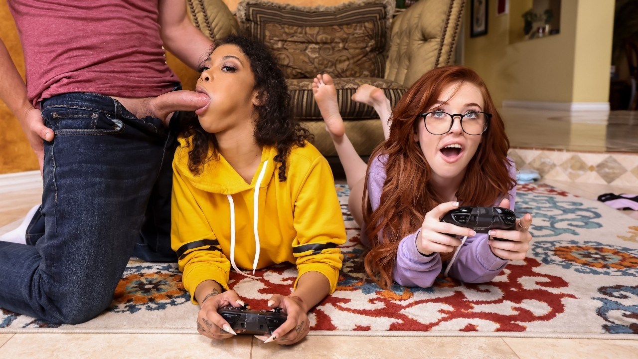 BRAZZERS: Gamer Girl Threesome Action - Starring Jeni Angel and Madi Collins on PornHD