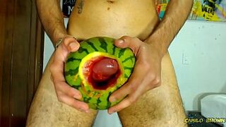 Fucking a watermelon until I cum inside it - Camilo Brown