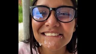 sexy colombian sucking her neighbor's cock in public is caught