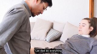 Stepfather teaches his stepdaughter how to have sex