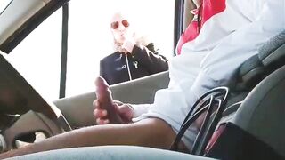 I jerked my cock in a way, this young lady drops her boyfriend to watch