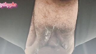 BBW Mistythyghs massages big Hairy cum filled CUNT with Big fat Cock