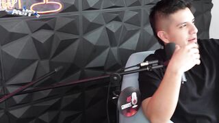 Podcast gets out of control, blowjob, deep throat and a lot of semen live -Sara Blonde and Crispasquel