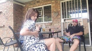 Mutual masturbation with my neighors wife end in a creampie outdoors