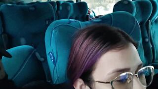 Blowjob and fucking with creampie in public service bus