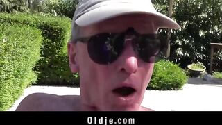 8 lucky old men gang bang Anita's tiny holes