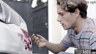 Curvy cunning big tits MILF fools and traps teen stud to fuck him