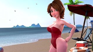 Sex on the Beach with Slutty Cass (HQ 3D Anime Porn) Eng Sub
